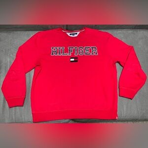 SOLD SOLD SOLD SOLD Tommy Hilfiger Logo Pullover Sweater Jumper Red Crew Neck